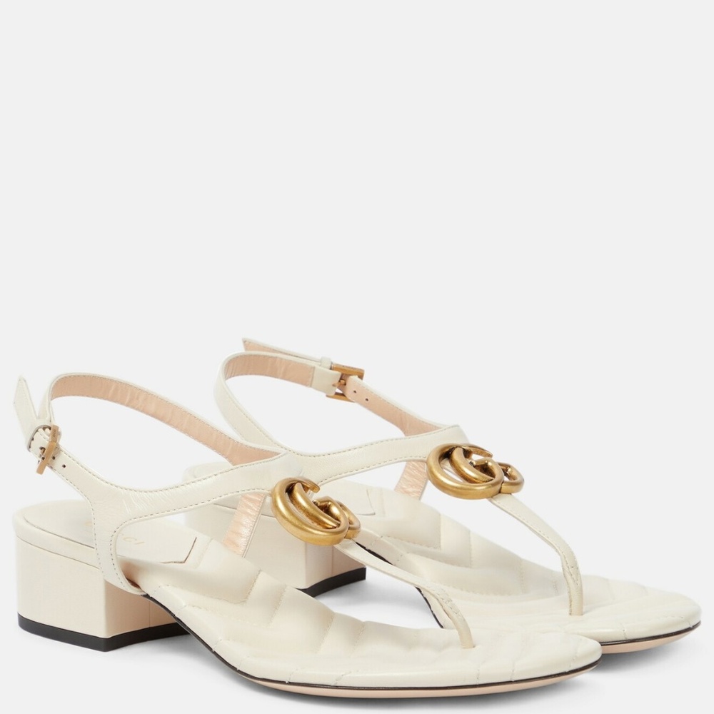 GUCCI  Marmont Double G Leather Thong Sandals 38 NWT